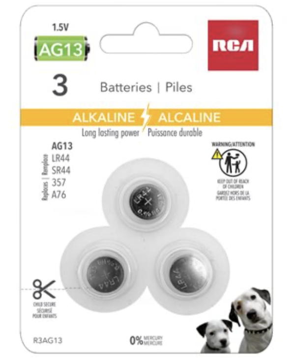 RCA Alkaline Cell “AG13” Batteries ~ 3/pack